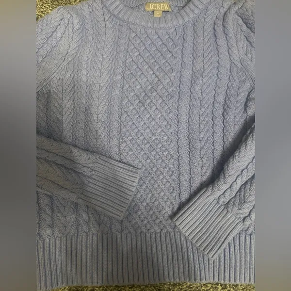J. Crew Purple Cable Knit Long Sleeve Pullover Sweater M - Image 5