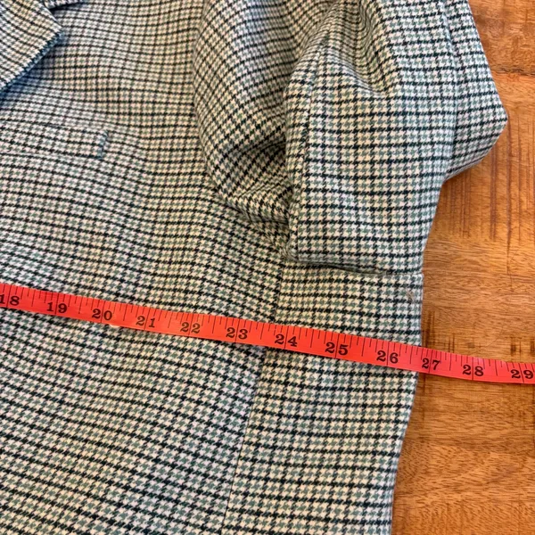J Crew Schoolboy Blazer Womens 24 Wool Blend Green Plaid Houndstooth Preppy Gold - Image 11