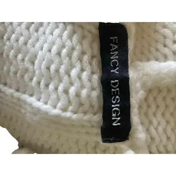 Fancy Design White Knit Hooded Sweater Jacket Toggle Buttons Size S/M NWOT - Image 5