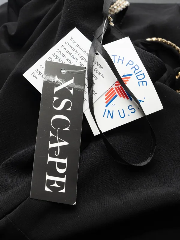 XSCAPE - Asymmetric‎ Rhinestone Strap Gown - Image 8