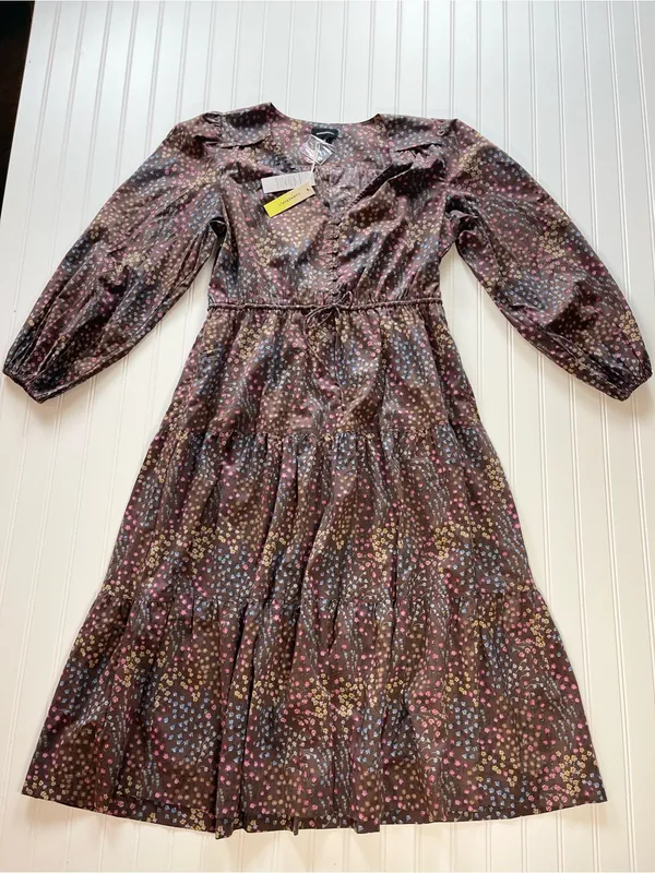New Summersalt Countryside Poplin Floral Prairie‎ Midi Dress Brown - Image 3