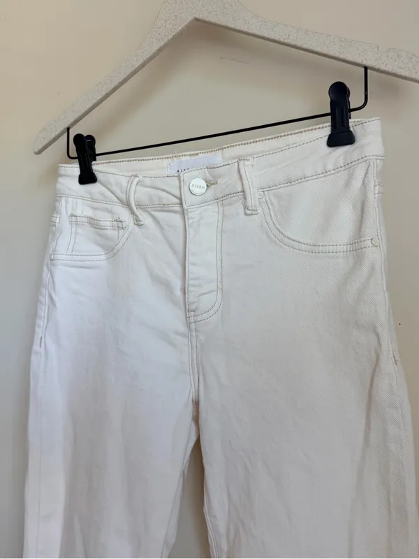 Risen White Mid Rise Straight Crop Ankle Jeans Size 5 (27) Stretch Denim - Image 5