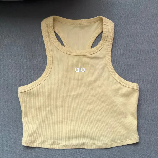 Alo Yoga Aspire Tank Warm Butter/White S - Image 2
