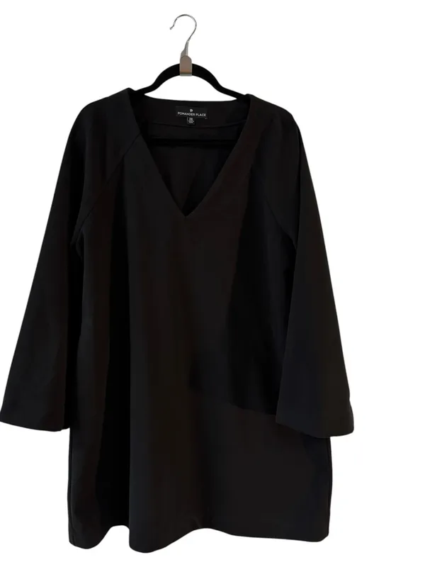 Pomander Place Tuckernuck Audrey Black V Neck Mini Dress Plus Size XXL - Image 3
