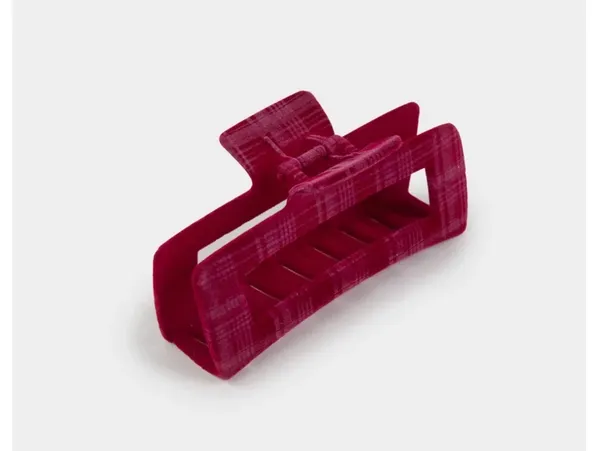 FULL TILT Oversized Plaid Velvet Claw Clip - Image 2