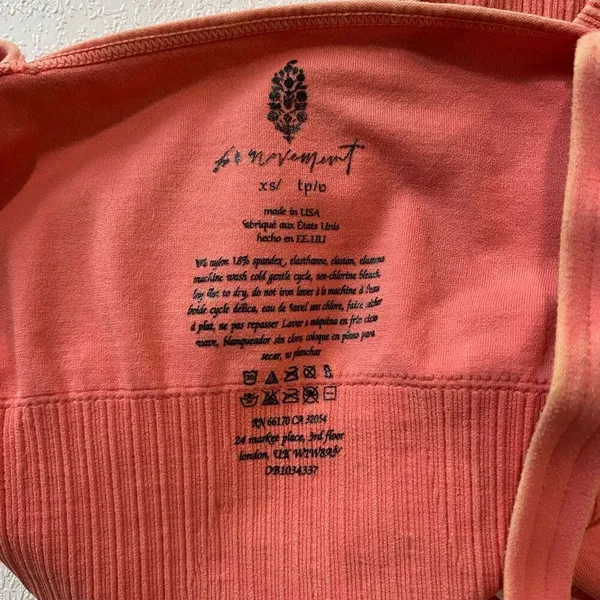 Free People Movement Seamless Sports Bra XS Pink Coral Yoga Active Top - Image 4