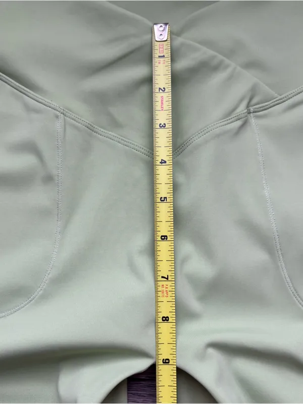 AHQ Green Nylon Activewear Flare Leggings w/ Crisscross Waist & Pockets Sporty L - Image 10