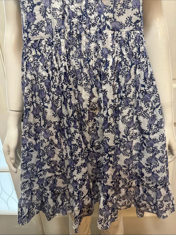 Isabel Marant Étoile Godrana Flutter-Sleeve Blue Floral Ruffle-Sleeve Dress S 44 - Image 5