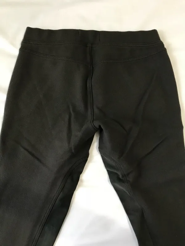 Grey Low Rise Thick Faux Suede Panel Leggings - Image 4