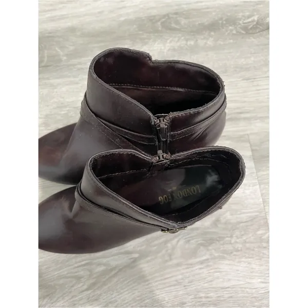 London Fog Faux Leather Women's Brown Ankle Boots with Side Zip - Image 12