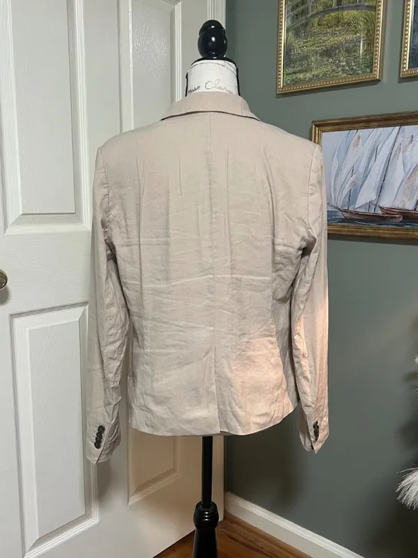 Ann Taylor Tan Tailored Blazer SZ 10 Office Siren Old Money Preppy - Image 3