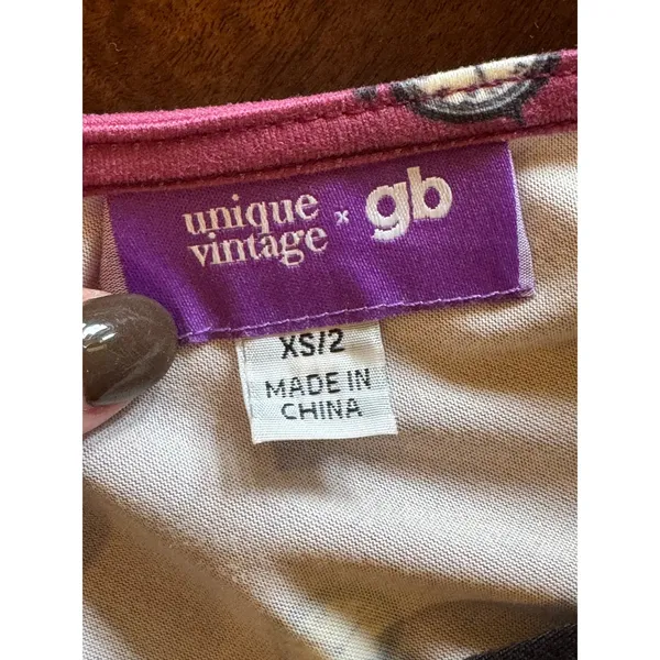 Unique Vintage x GB Dress Women XS Purple Fit‎ and Flare Clock Print Retro Boho - Image 7