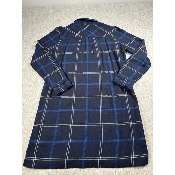 Abercrombie & Fitch Medium Womens Blue Plaid Shirt Dress‎ Long Sleeve Zip Collar - Image 6