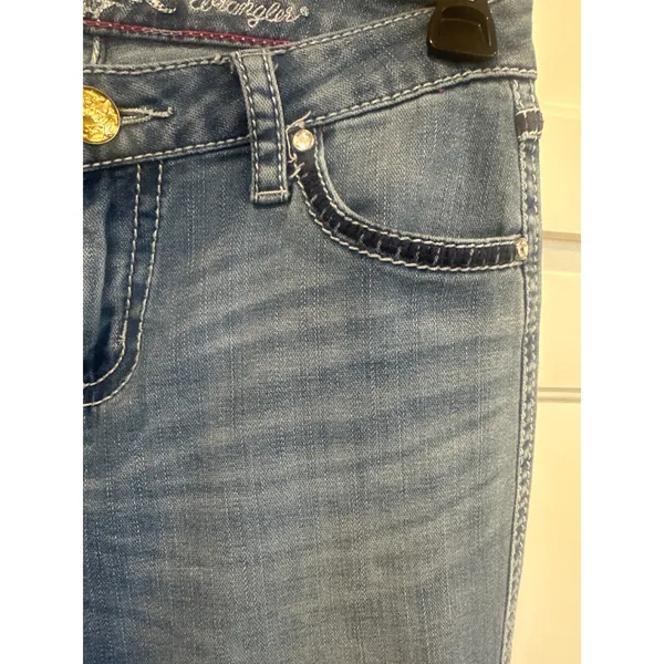 Western rock Wrangler Blue Low Rise Bootcut Jeans casual 26x32 cowgirl - Image 4