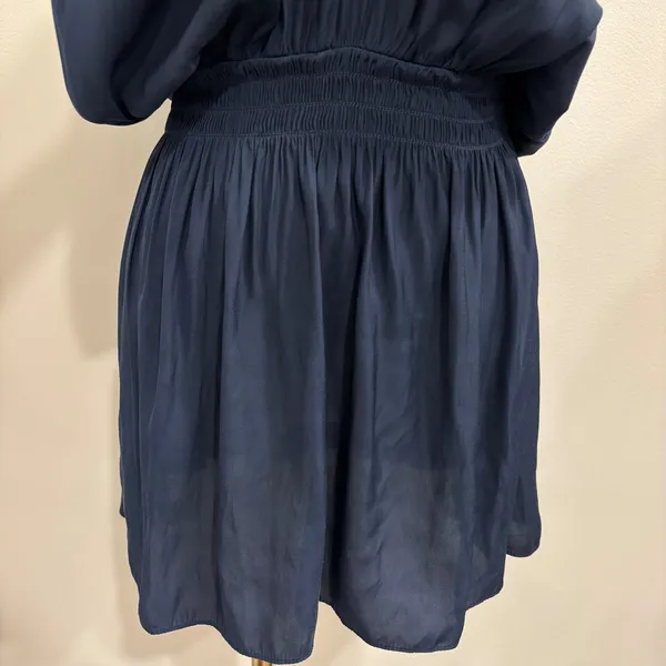 Ramy Brook Elda Sleeveless Keyhole Smocked Blouson Mini Dress Navy Blue Medium - Image 4