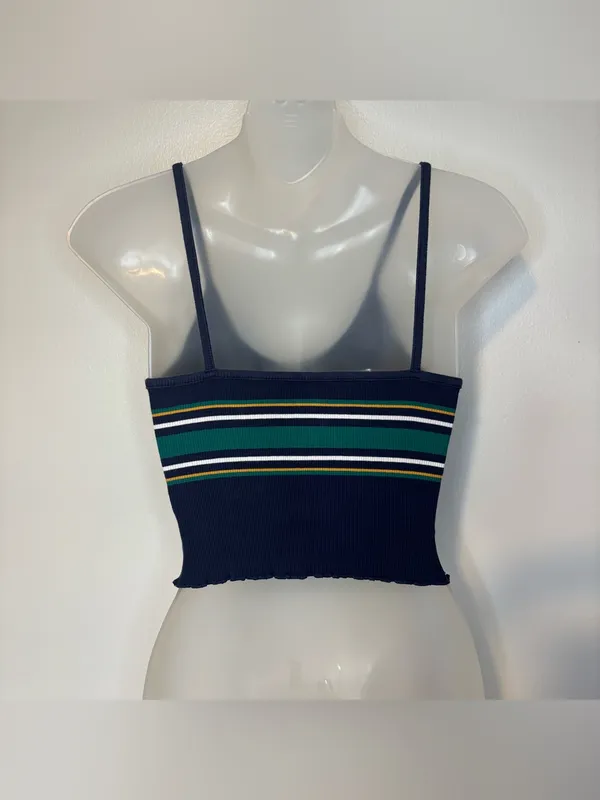 PacSun PS Basics Y2K Striped Ribbed Cropped Cami Tank Top S - Image 2