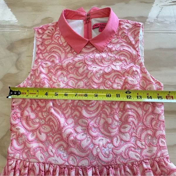 🍁 Betsey Johnson Pink Lace‎ Lined Peter Pan Collared Dress Womens Size 6 - Image 10