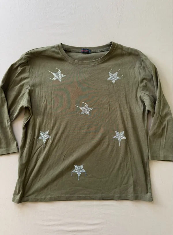 Grunge Y2K Bejeweled Star 3/4 Sleeve Tee - Image 2