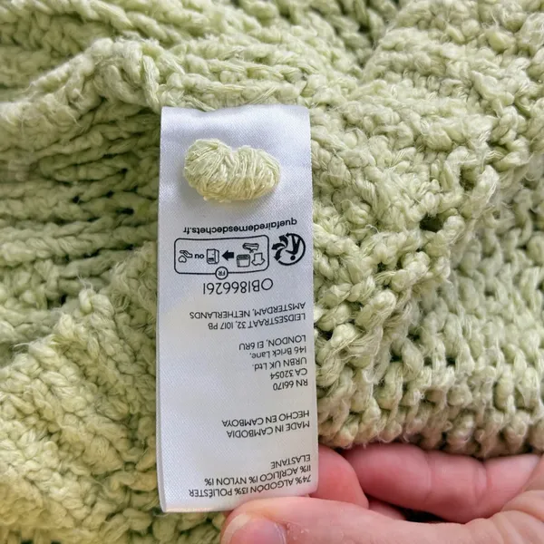 Pilcro Sailcloth Chunky Knit Cropped Pullover Hoodie Womens Size XS Lime Green - Image 3