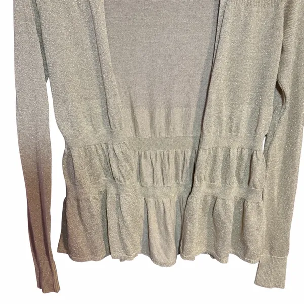 Y2K Cache Women's Beige Shimmer Cardigan Sweater XS - Image 3