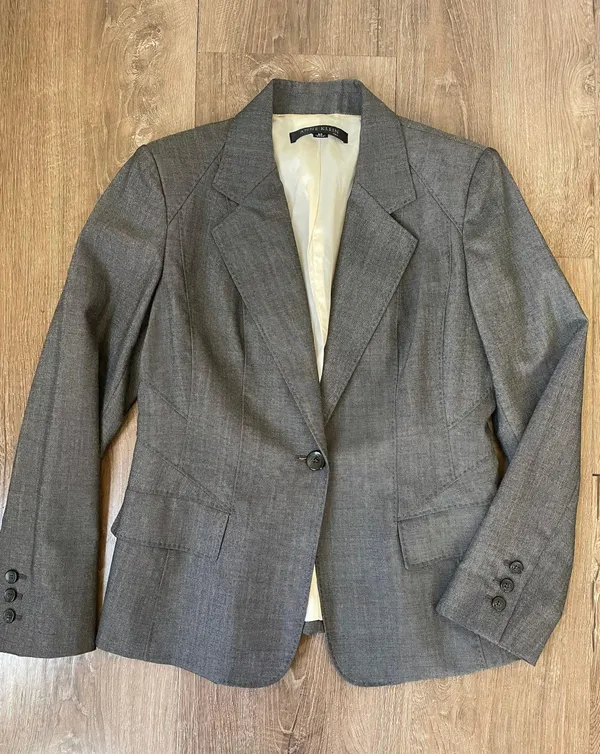 Anne Klein grey wool blend blazer suit jacket stretch lined Women’s size 8P - Image 8