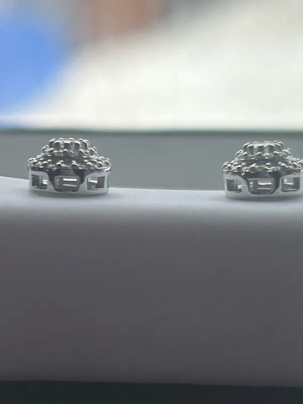 .38 ct Moissanite Diamond Halo Sterling Silver Earrings - Image 6