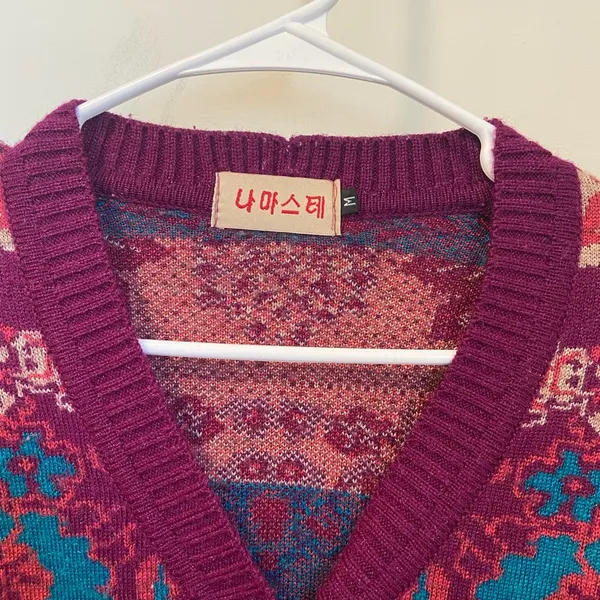 Vintage women’s heavy‎ knit sweater — medium Purple - Image 4