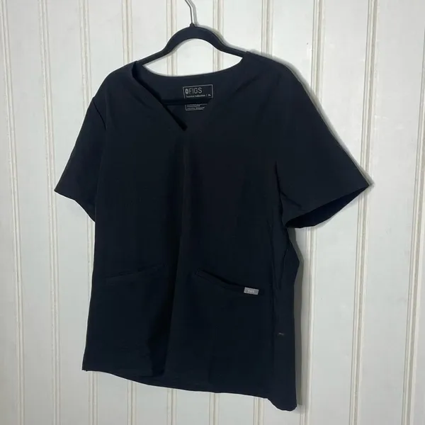 FIGS Technical Collection Black V-Neck Scrub Top Womens XL Short Sleeve 588 - Image 4
