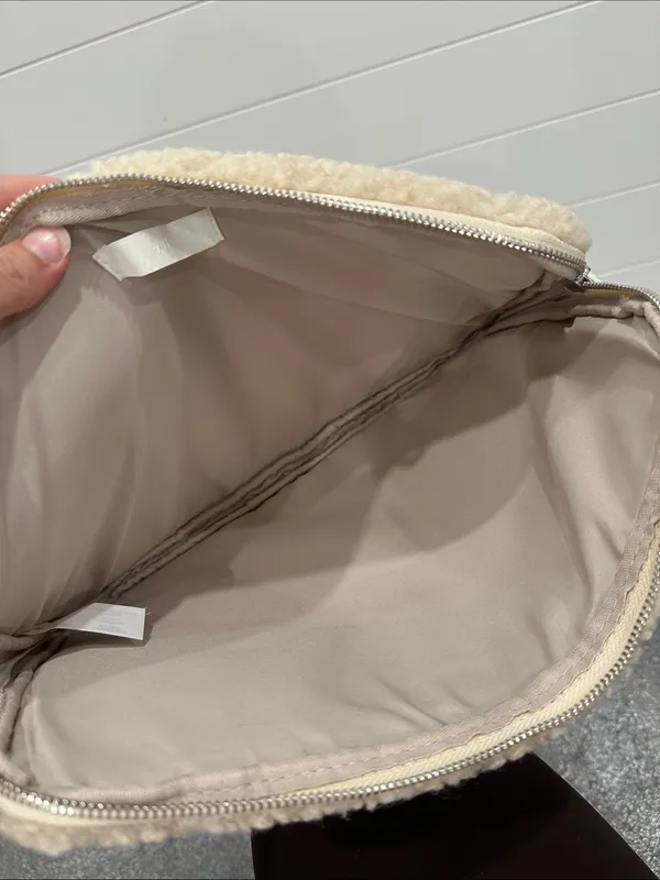 H&M Plush Shearling Zip Sherpa Computer Tablet Case Pouch- Cream (laptop bag) - Image 3