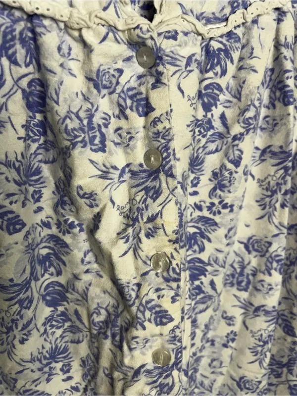 Lanz of Salzburg Cotton Flannel Tyrolean Purple Floral Cottagecore Nightgown - Image 5