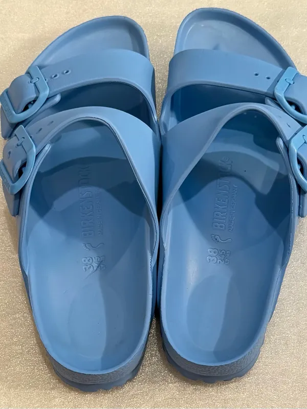 Birkenstock Sky Blue Double-Strap Slide Sandals - Image 3