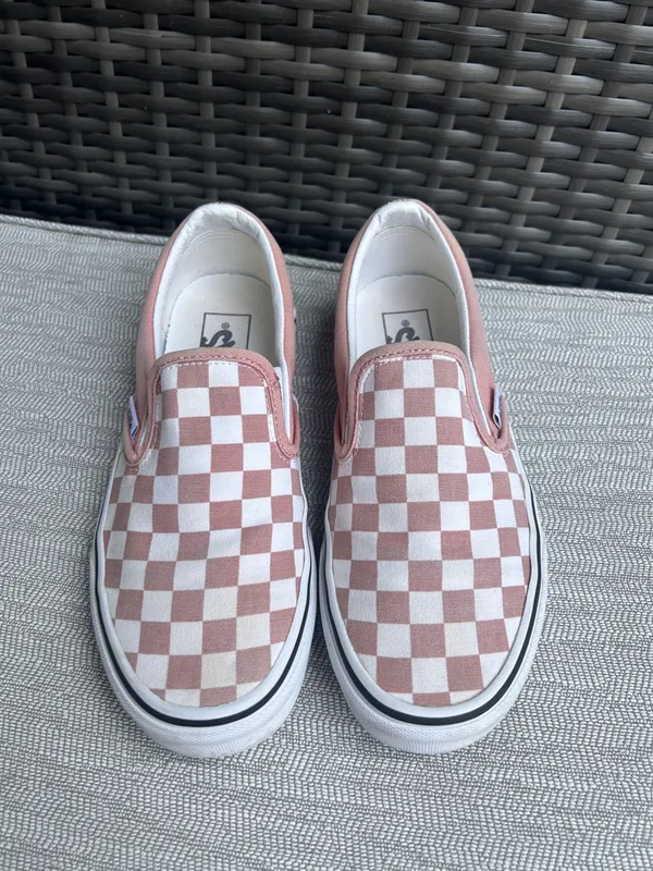 Vans Classic Slip-On mauve pink & white checkerboard unisex sneakers - Image 5