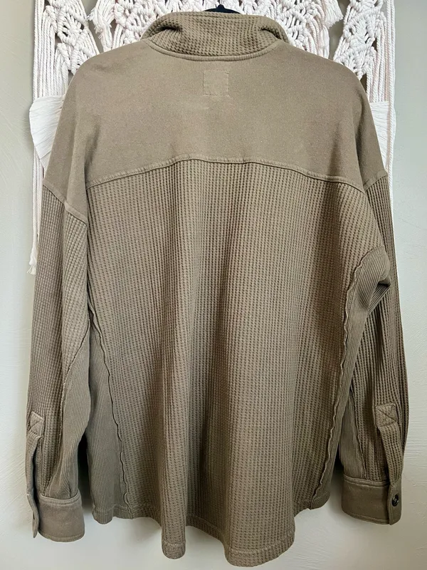 Waffle Knit Shacket Brown Size M - Image 2