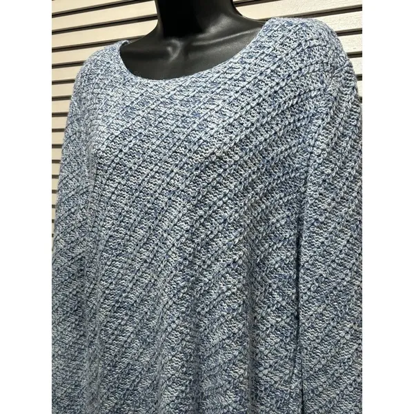 Fashion Bug Sweater Long Sleeve Size XL‎ Chunky Knit Blue/White Boat Neck - Image 2