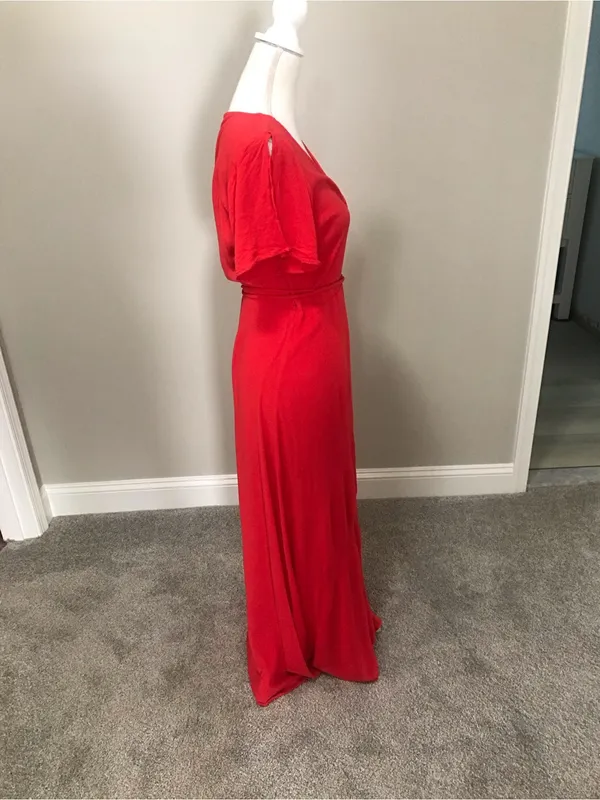 Lulus Much Obliged Red Wrap Maxi dress - Image 8