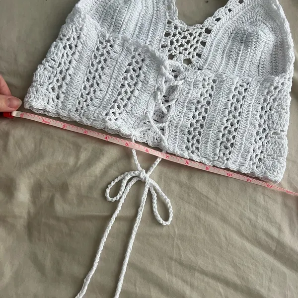 White Crochet Halter Top - Image 4