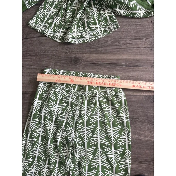Pact Organic Cotton Pajama Set Green White Tree Print Large Womens Loungewear - Image 7