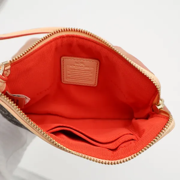 Coach Corner Zip Womens Brown Signature Canvas Inner Pockets Wristlet Wallet - Image 7