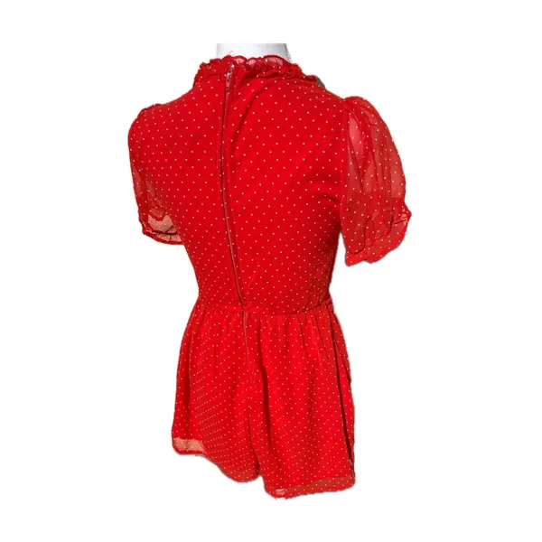 Altar'd State Bowie Romper Women's Sz Medium Red Polka Dot Ruffle - Image 7