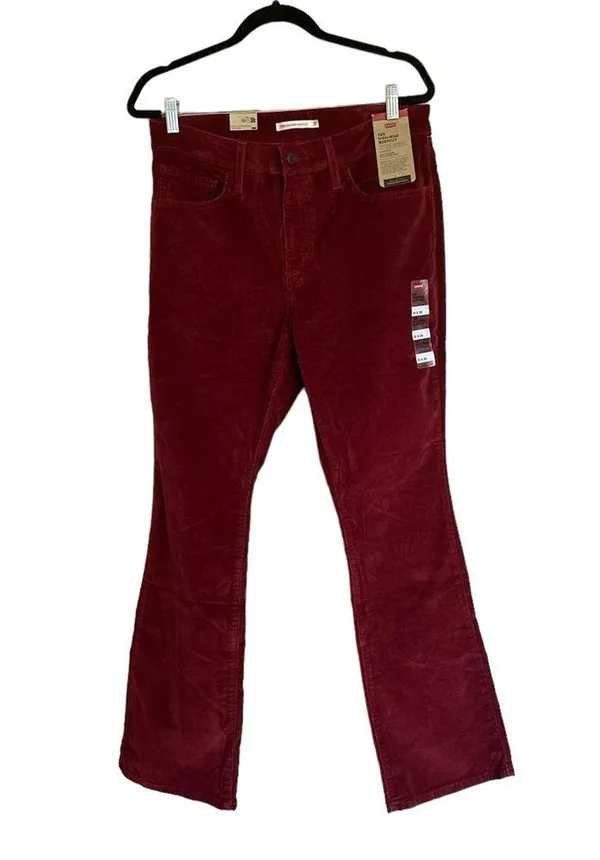 NWT LEVI'S 725 High Rise Bootcut Corduroy Jeans Color: Syrah - Red - Image 4