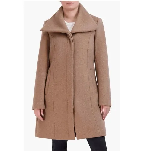Cole Haan Signature Wide Lapel Wool Blend Coat,‎ Size 12 Camel Classic Chic NWT - Image 2