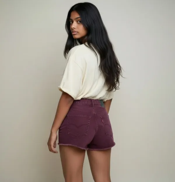 Levi's Women's eggplant purple Denim High-Waisted 511 slim shorts - Image 2