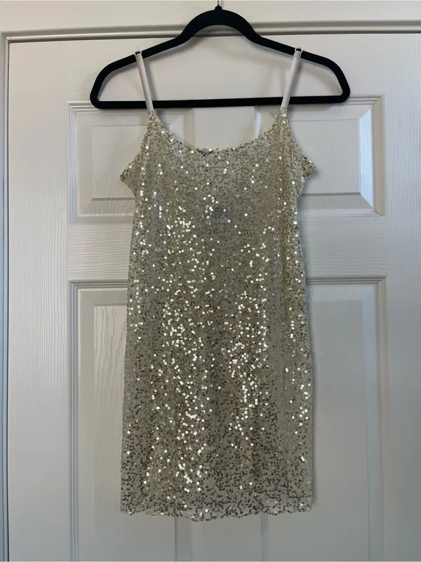 Women’s Free People Intimately Sheer Gold Sequin Slip Dress Size M - Image 2
