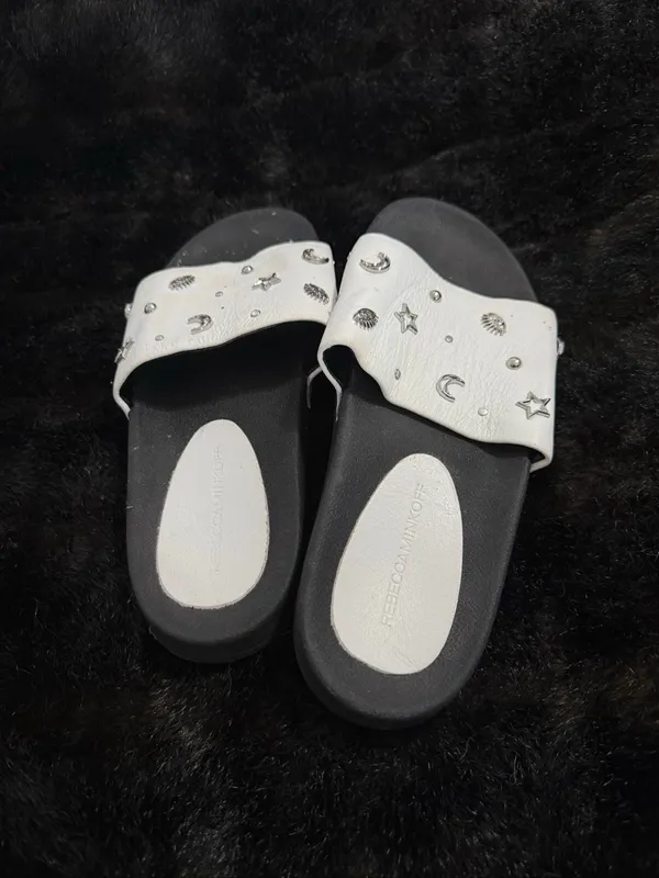 Rebecca Minkoff Leather Slides astrology sun moon seeing eye sandals 10 - Image 4