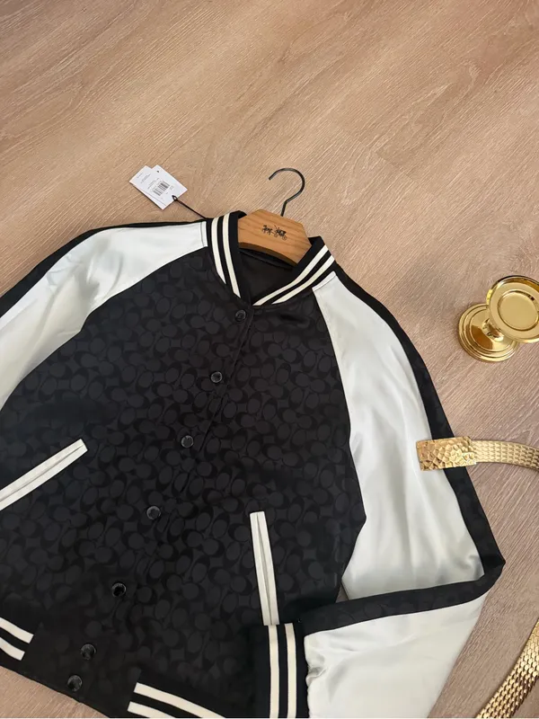 NWT Coach Reversible Signature C Varsity Bomber Jacket Black White Size S CAH06 - Image 10