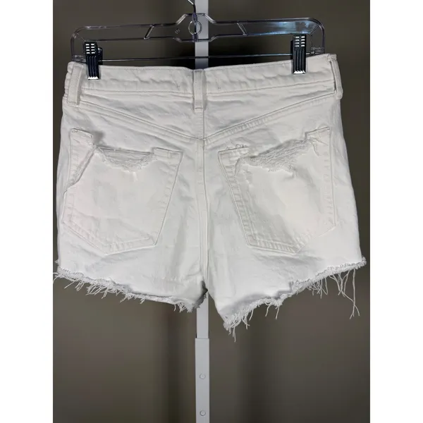 Abercrombie & Fitch The Mom Short High Rise White Distressed Denim 28/6 - Image 3