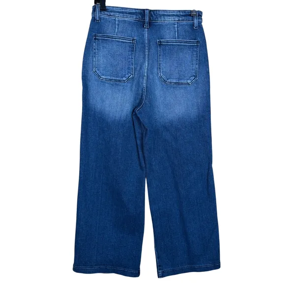 KanCan Wide Leg Jeans Size 27 Dark Wash High Rise Cropped Stretch Sailor - Image 4