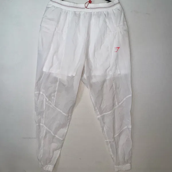 Gymshark Women's White Nylon Jogger Pants M Activewear Lightweight Pockets - Image 2
