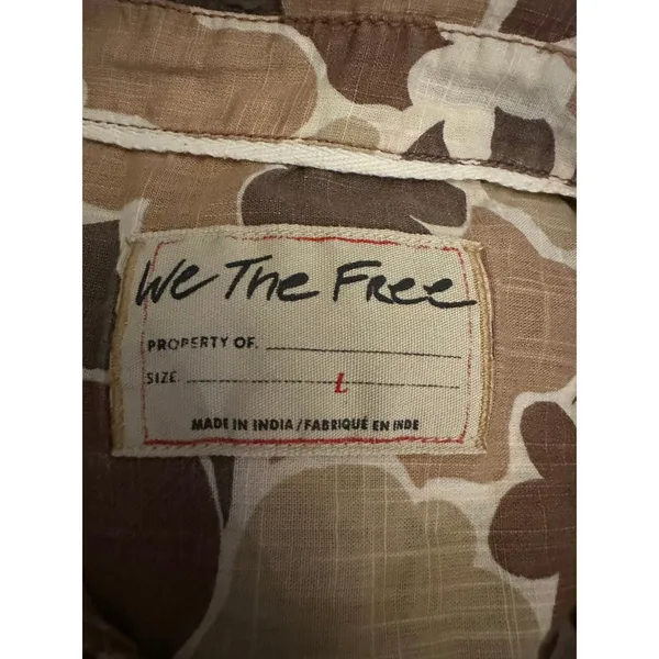Free People Bohemian Camouflage Camo Oversized Hidden Valley Shirt Neutral Large - Image 8