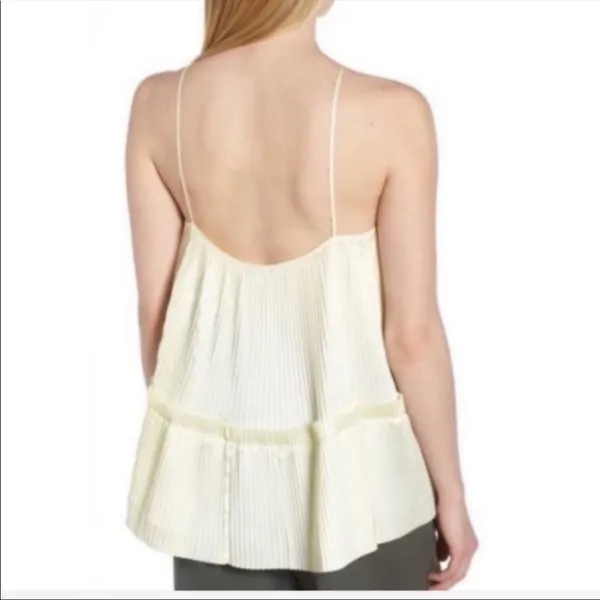 Lewit Butter Yellow Pleated Swing Tank Top Crinkle Babydoll Womens S Spring Top - Image 3